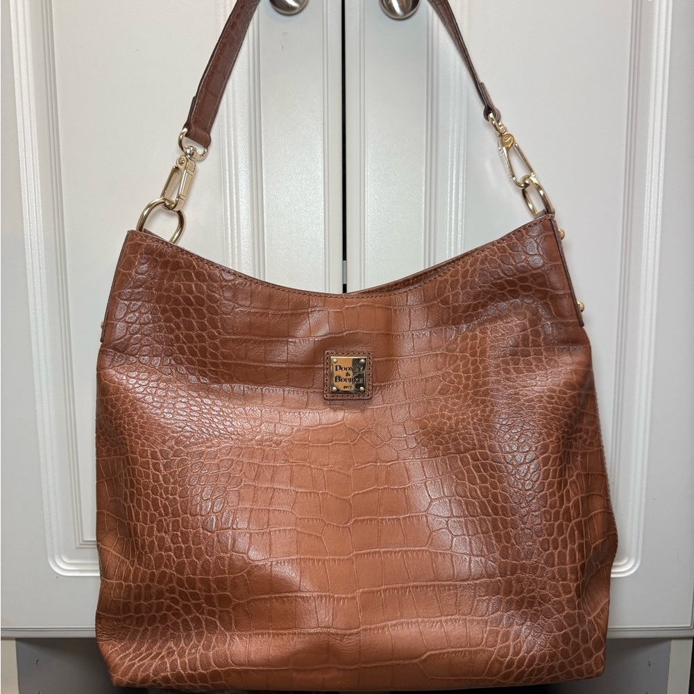 Dooney & Bourke Cognac Croc-Embossed Leather Shoulder Bag